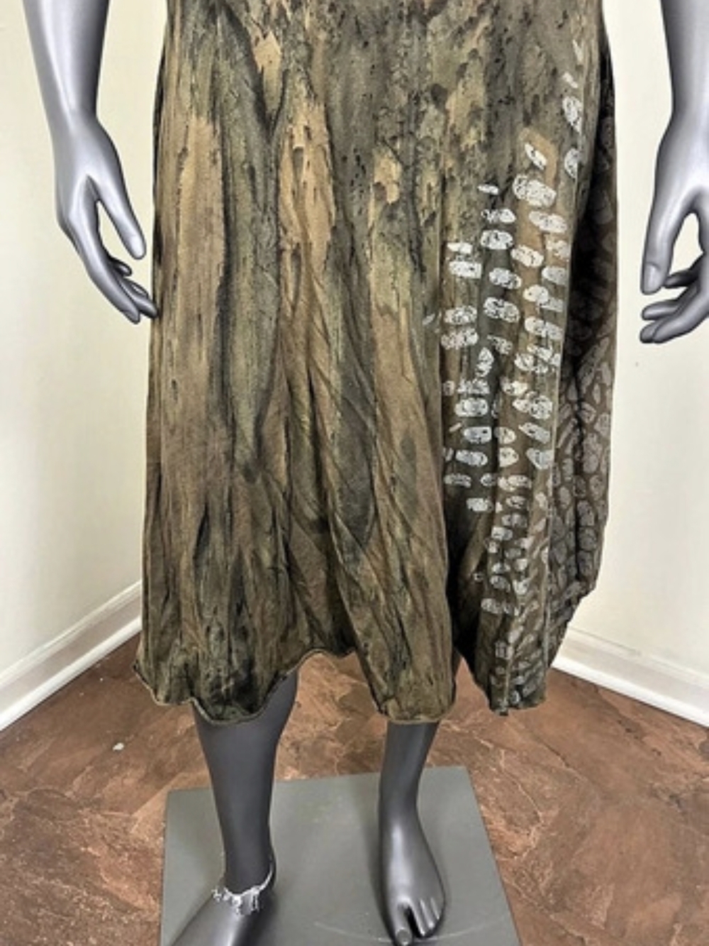 Prairie Underground Olive Print Cotton Midi Skirt Size XS NWT